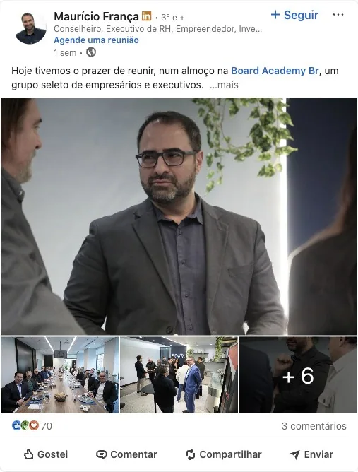 Almoço com empresários e executivos na Board Academy